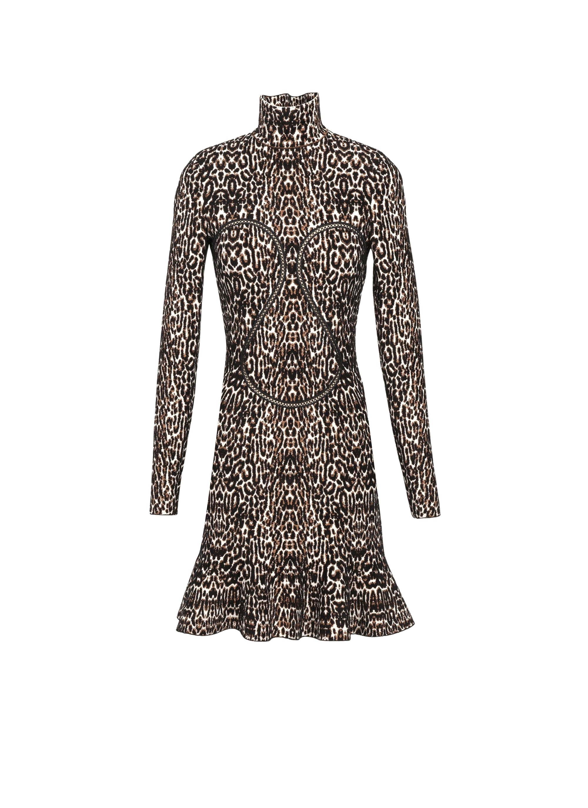 Dress with stand-up collar - Black & Ivory