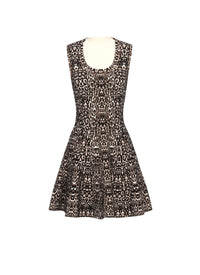 Animal print sleeveless skater dress - Black & Ivory
