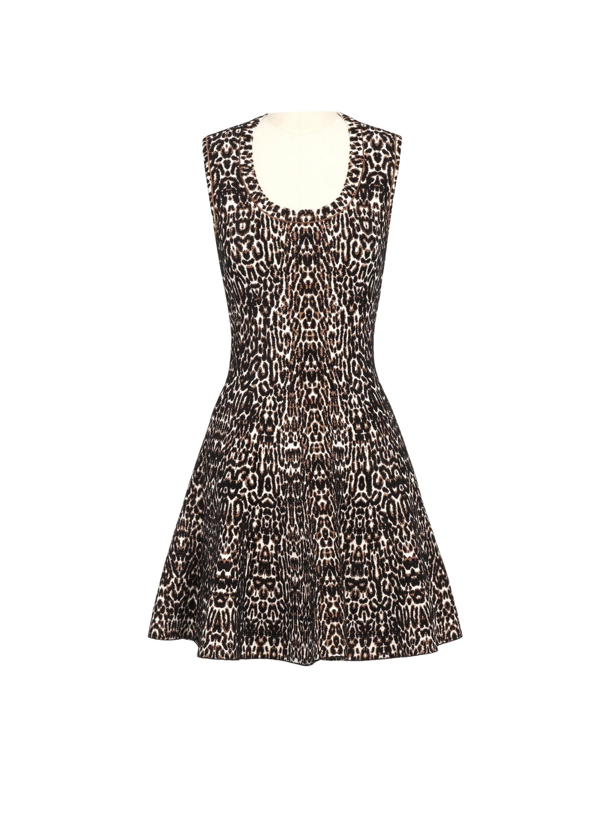 Animal print sleeveless skater dress - Black & Ivory