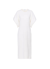 Robe cintre à manches courtes en soie - Blanc