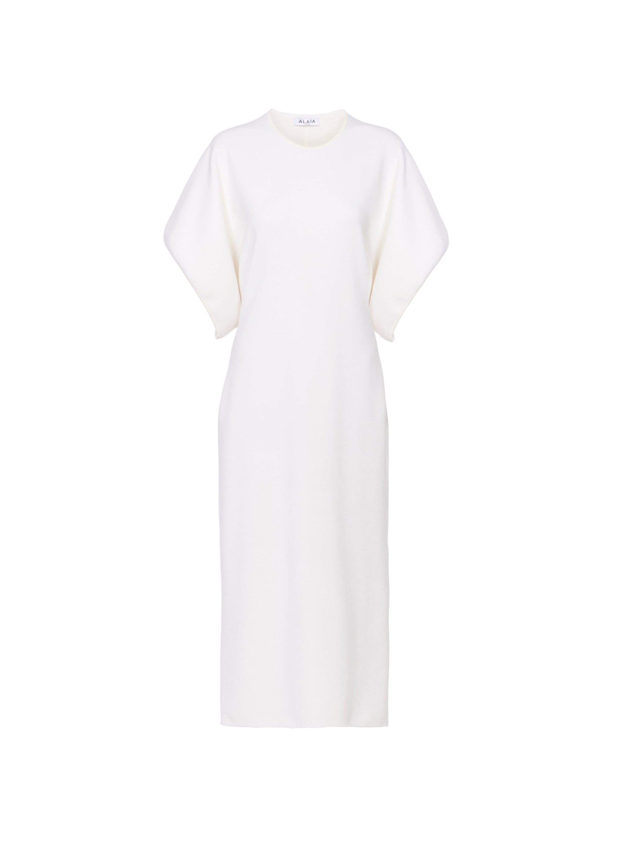 Robe cintre à manches courtes en soie - Blanc