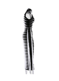 Robe à col haut en maille velours - Noir & Blanc