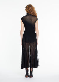 Sleeveless silk blend maxi dress - Black Alaïa