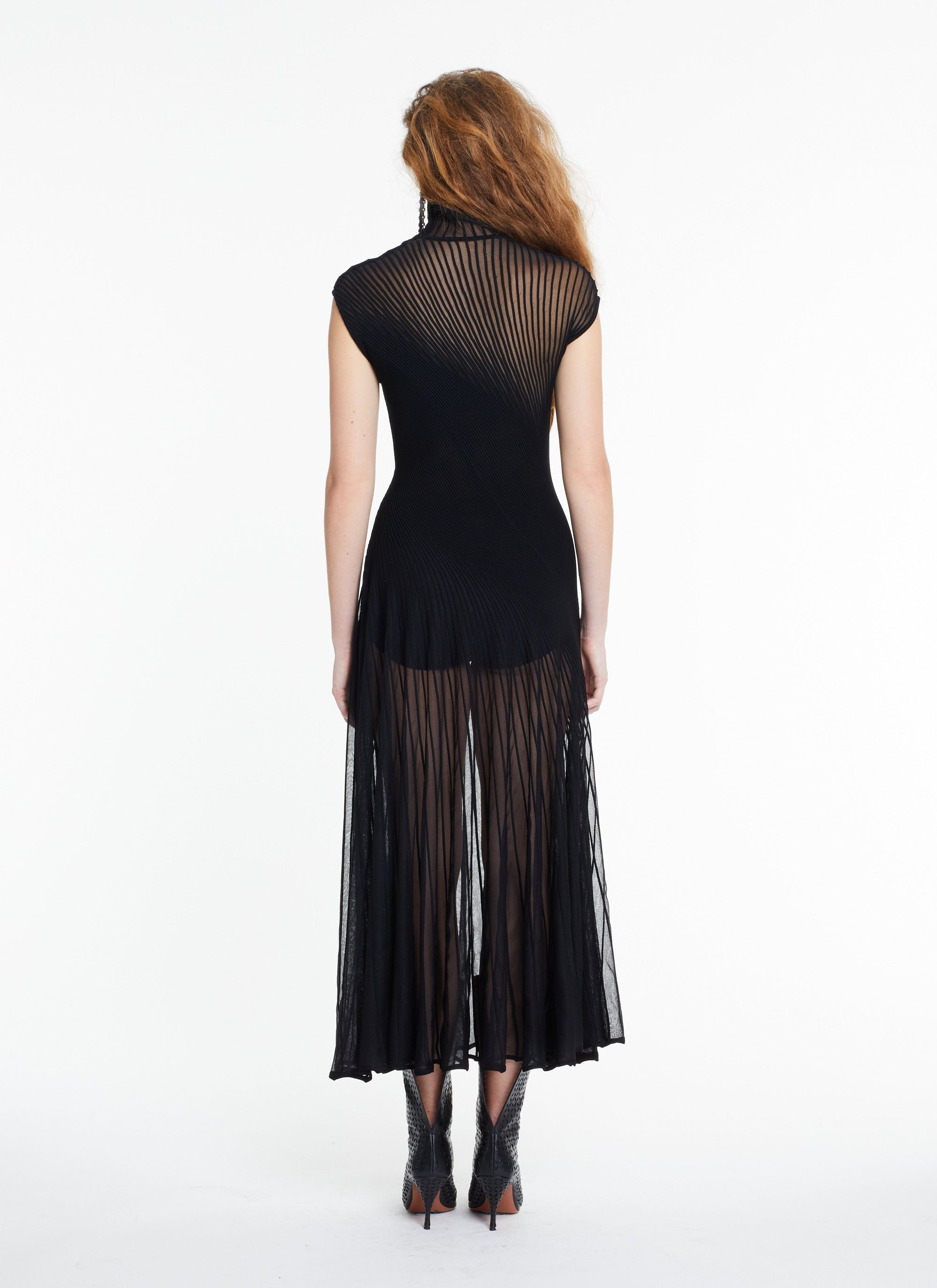 Sleeveless silk blend maxi dress - Black Alaïa