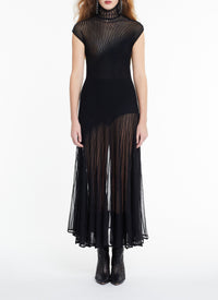 Sleeveless silk blend maxi dress - Black Alaïa