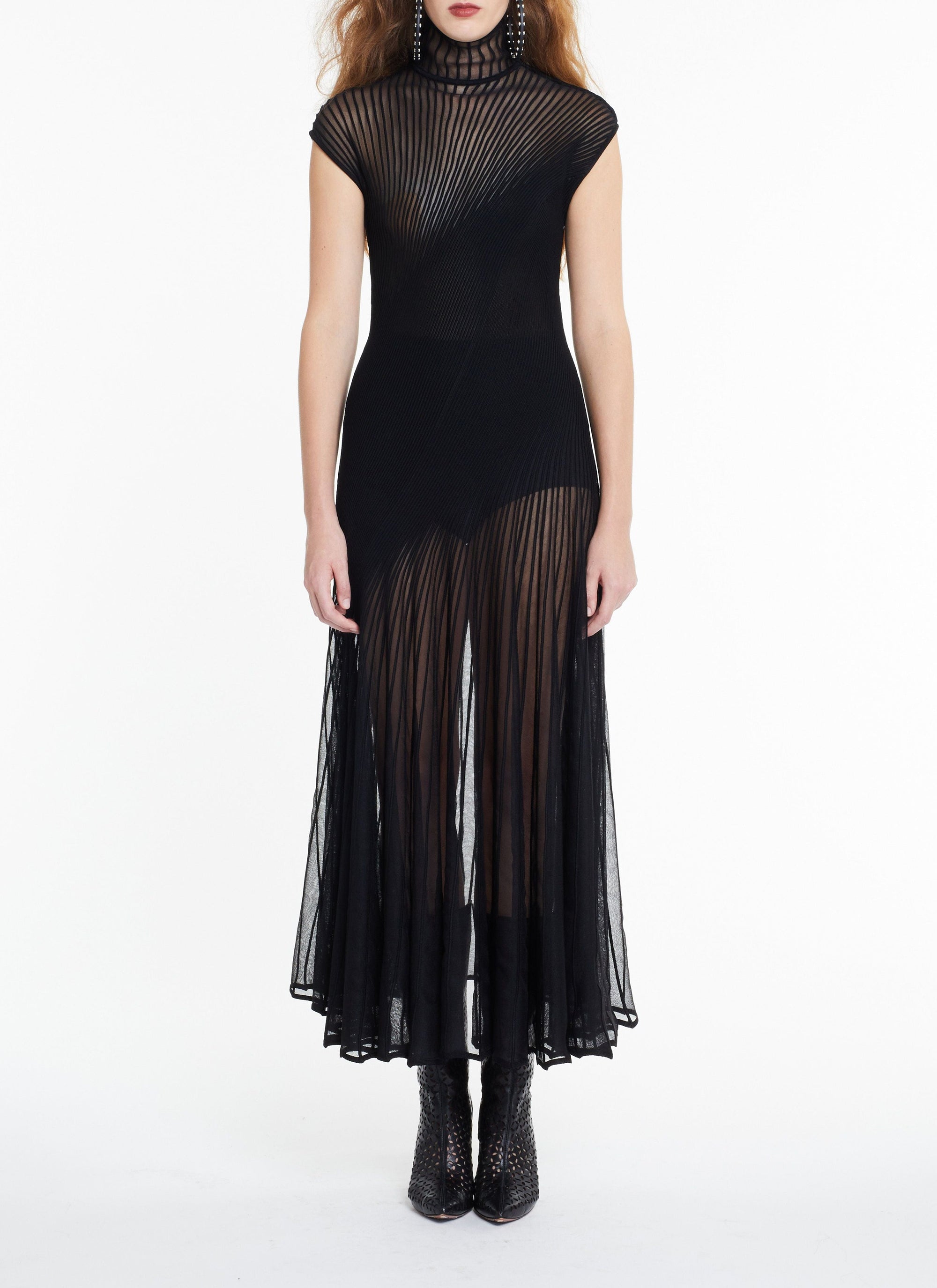 Sleeveless silk blend maxi dress - Black Alaïa