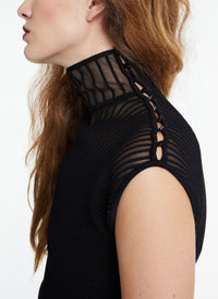 Sleeveless silk blend maxi dress - Black Alaïa