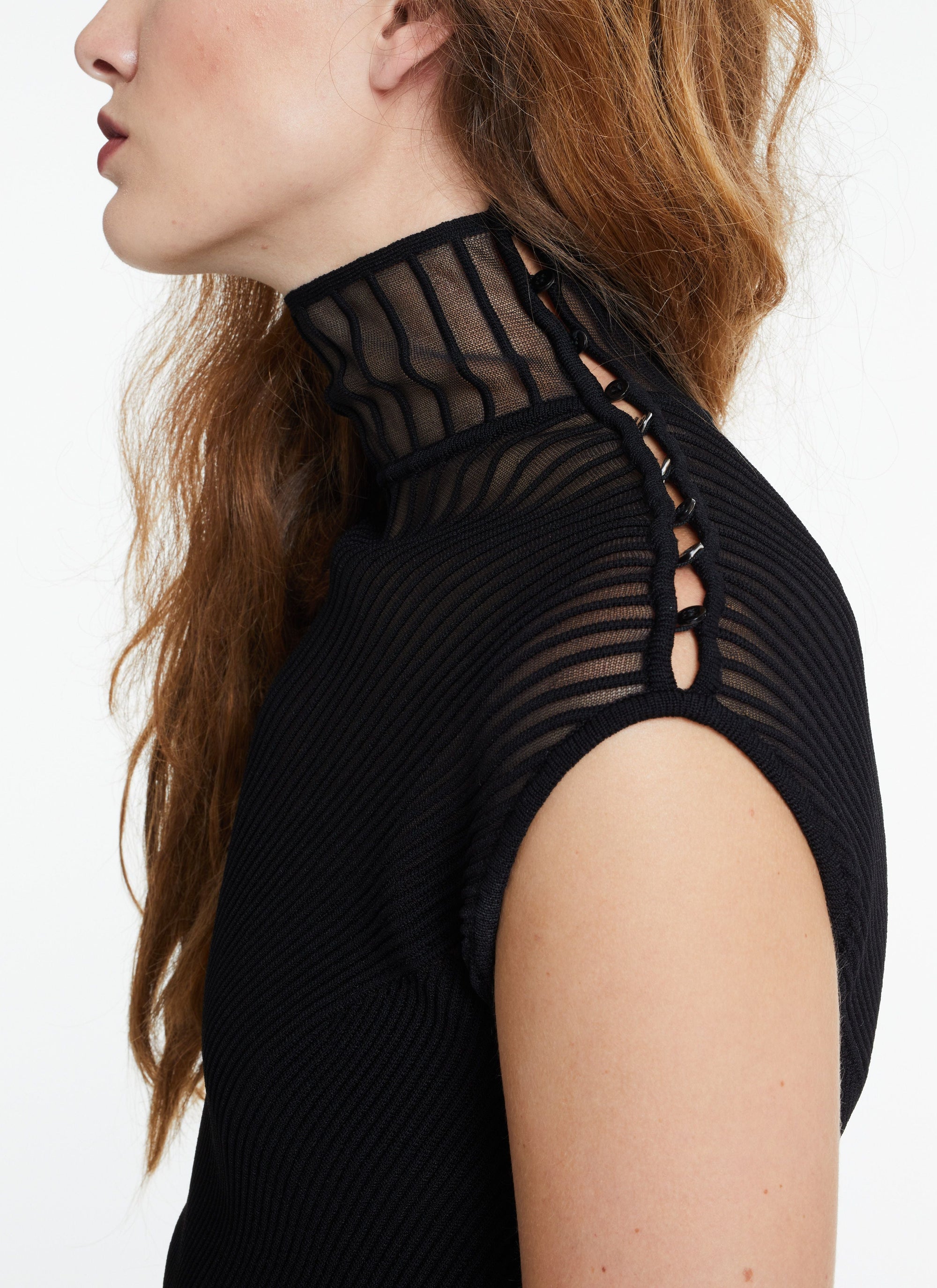 Sleeveless silk blend maxi dress - Black Alaïa