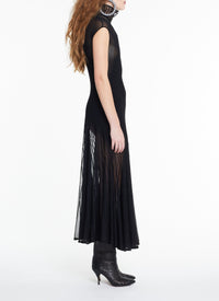 Sleeveless silk blend maxi dress - Black Alaïa