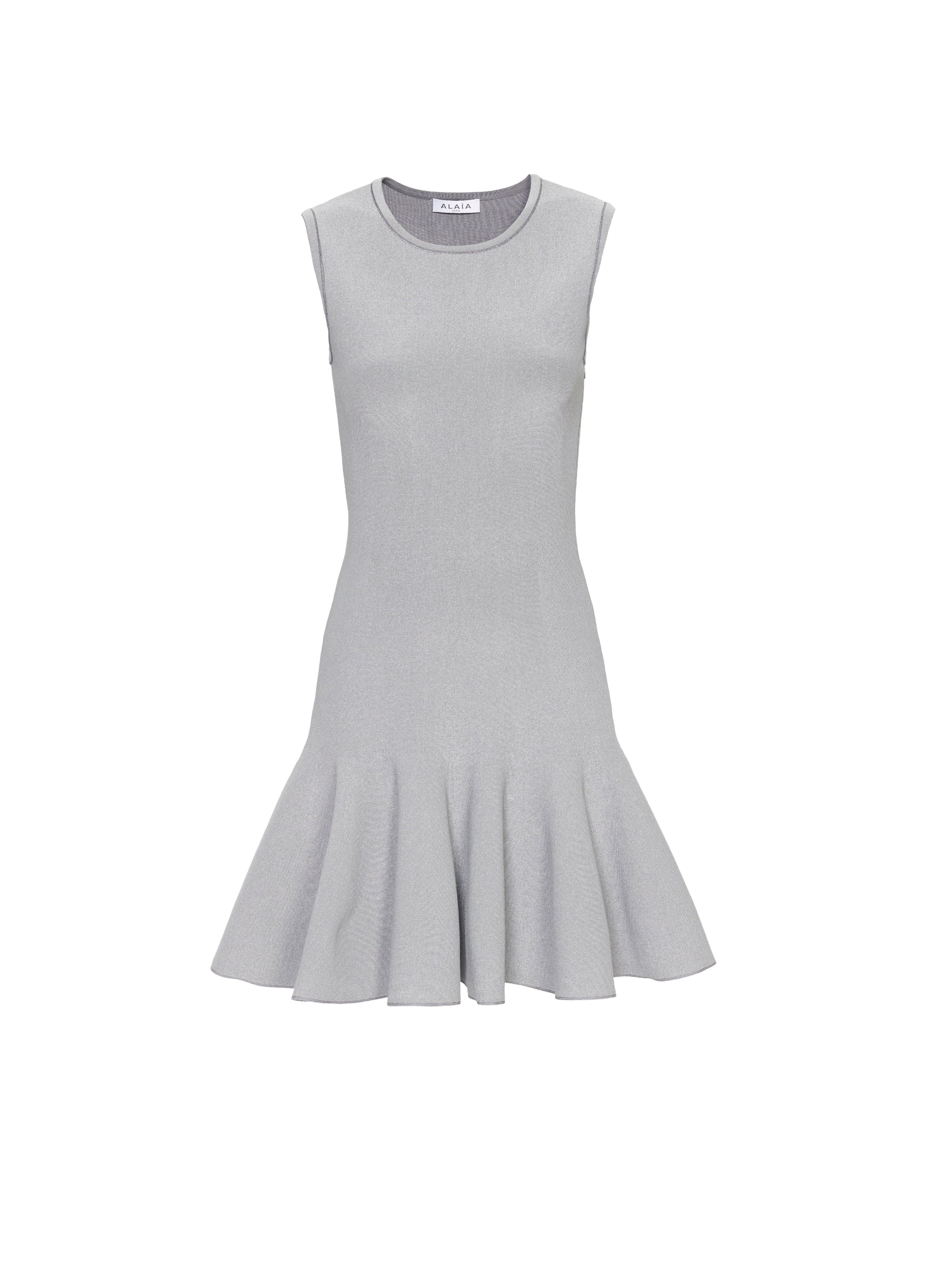 Robe péplum sans manches - Argent