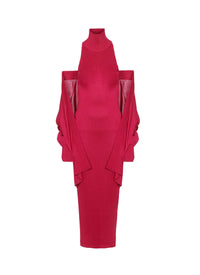 Robe longue avec cardigan oversize attaché au dos - Fuchsia