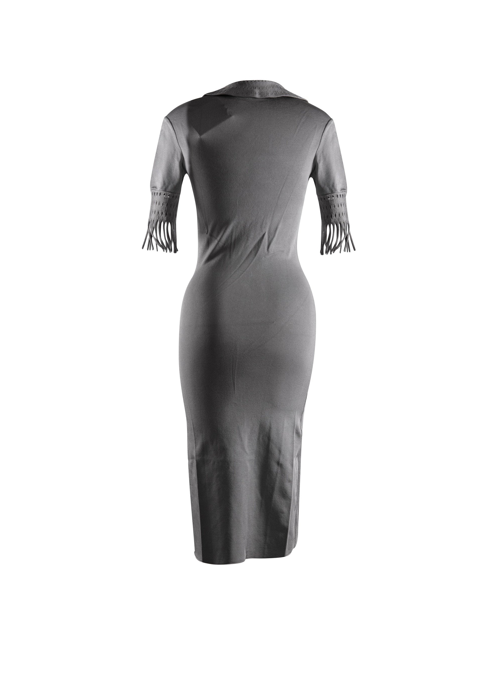 Polo neck midi-length dress - Steel