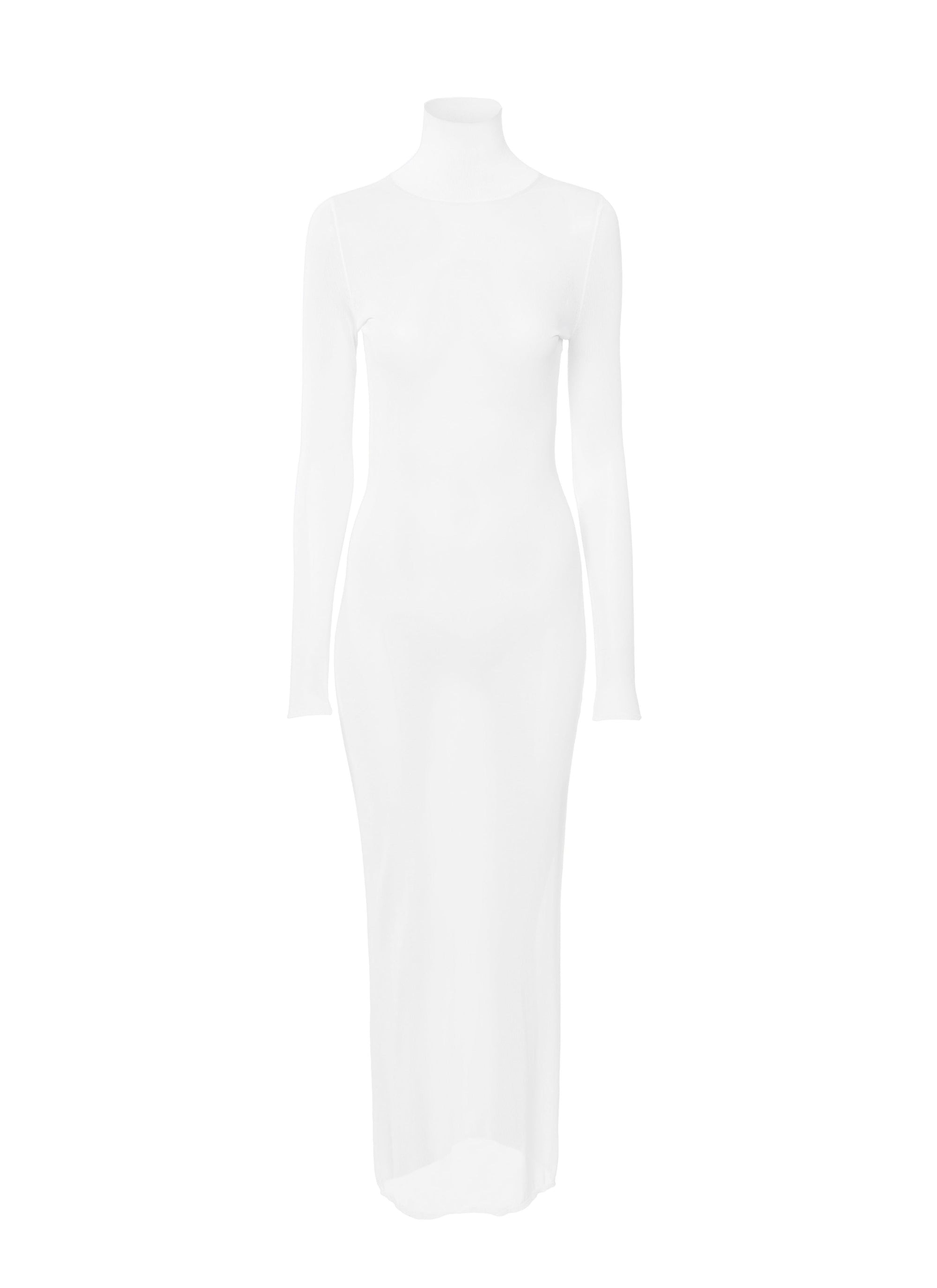 Sheer Body-Conscious Dress - White