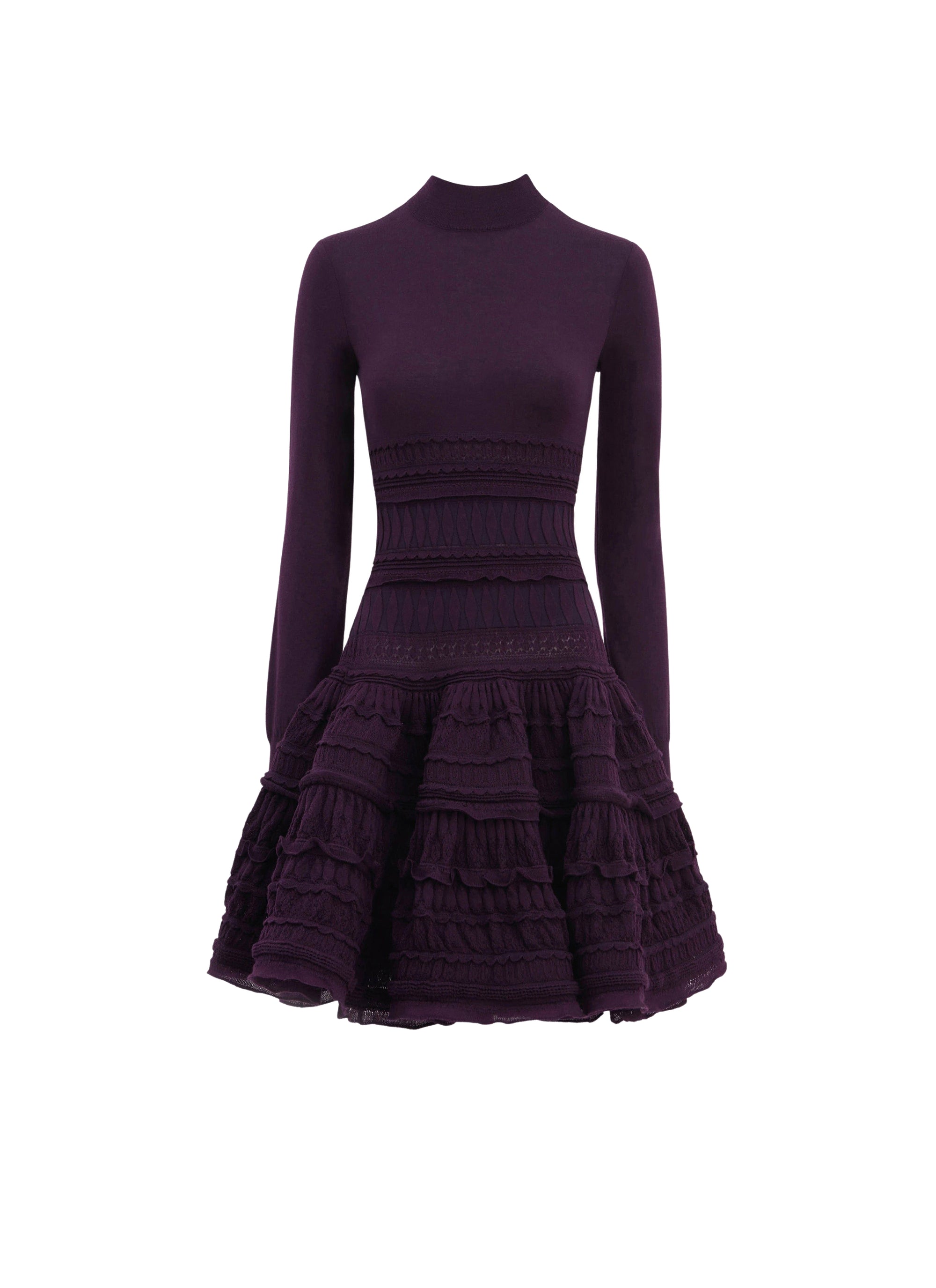 Robe Crinoline en laine à col montant - Violine