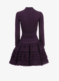 Robe Crinoline en laine à col montant - Violine