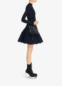 Robe Crinoline en laine à col montant - Noir Alaïa