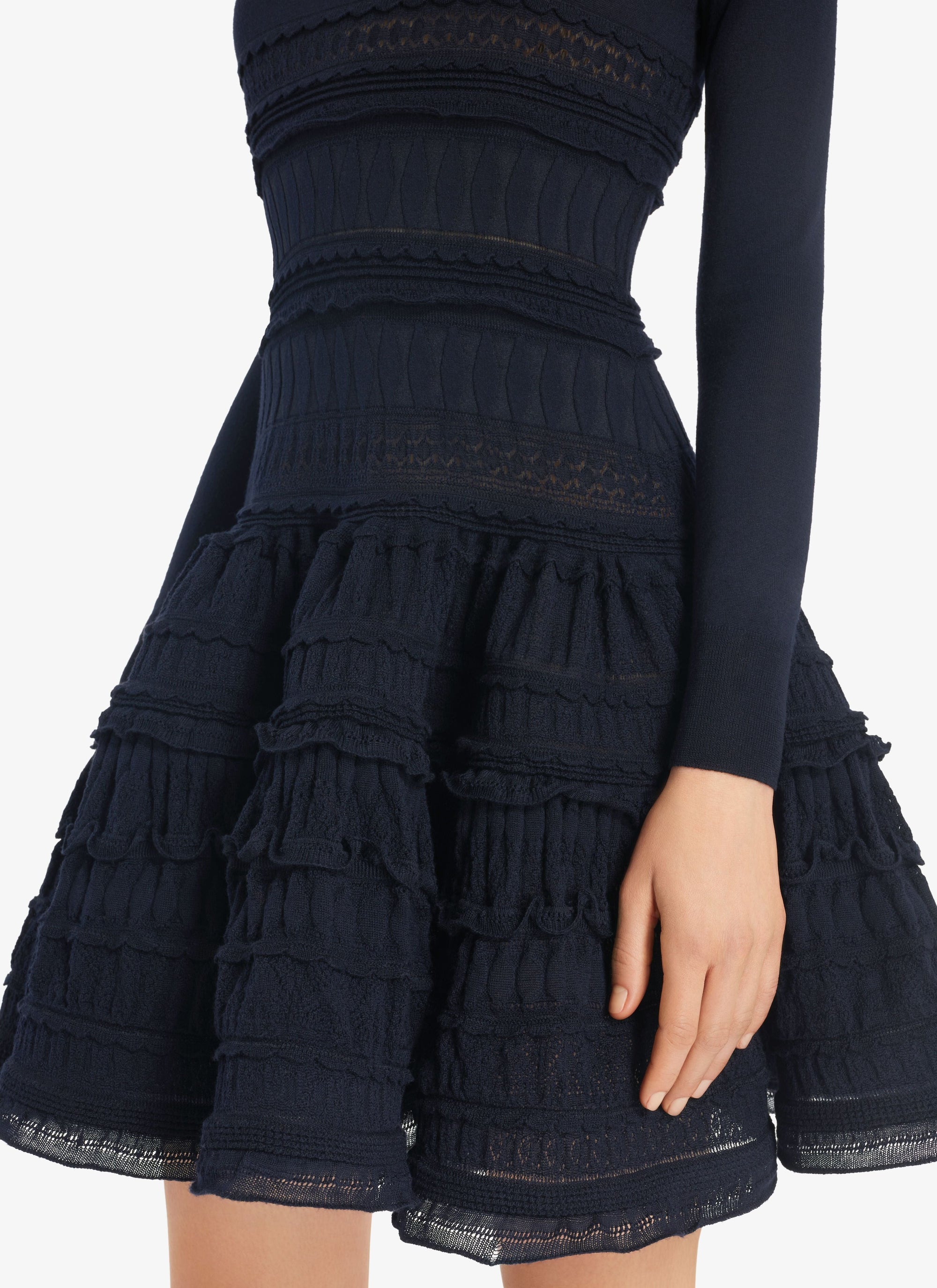 Robe Crinoline en laine à col montant - Marine