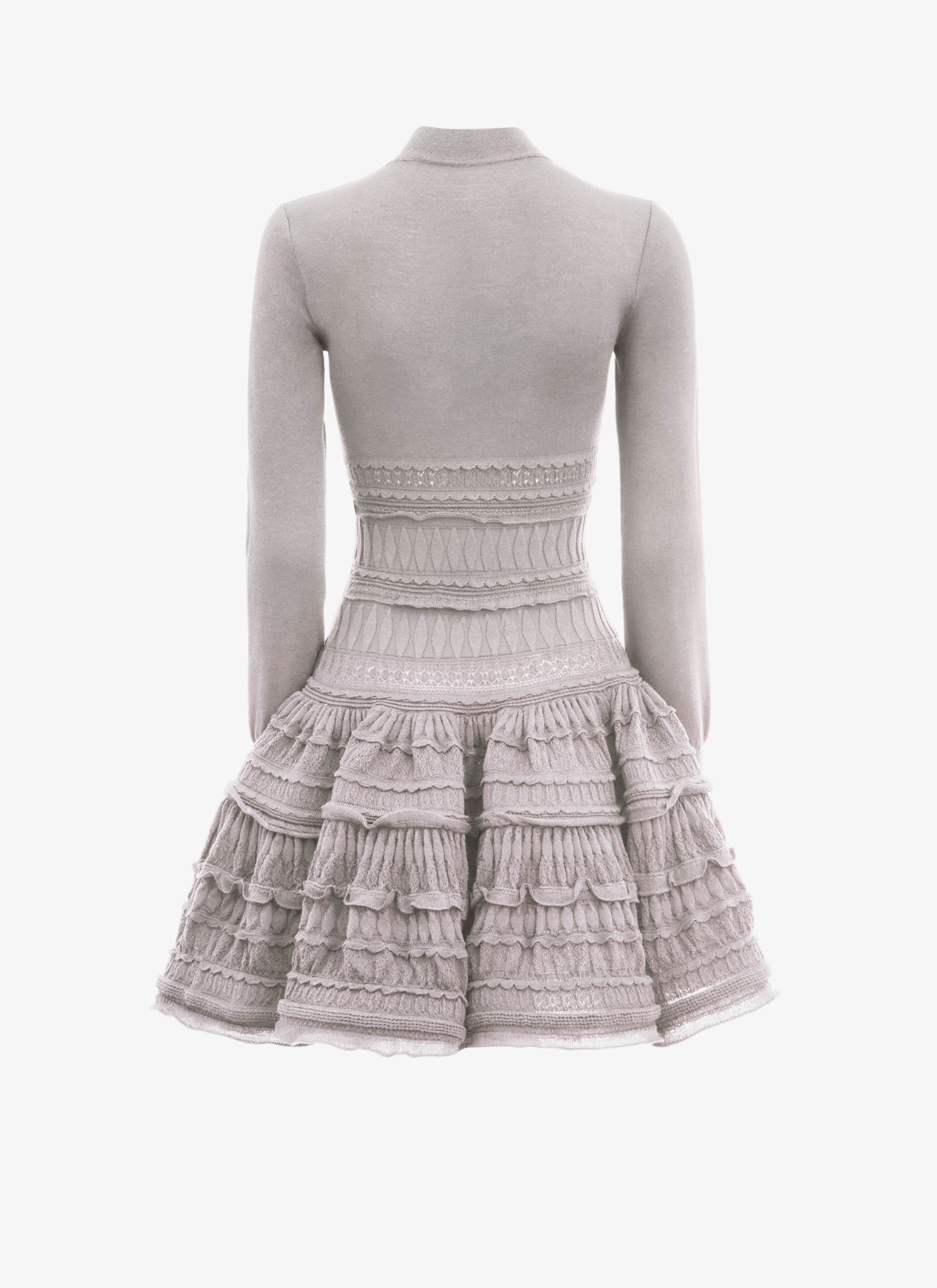 Robe Crinoline en laine à col montant - Gris Clair
