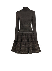 Fitted dress in wool - Black & Gold