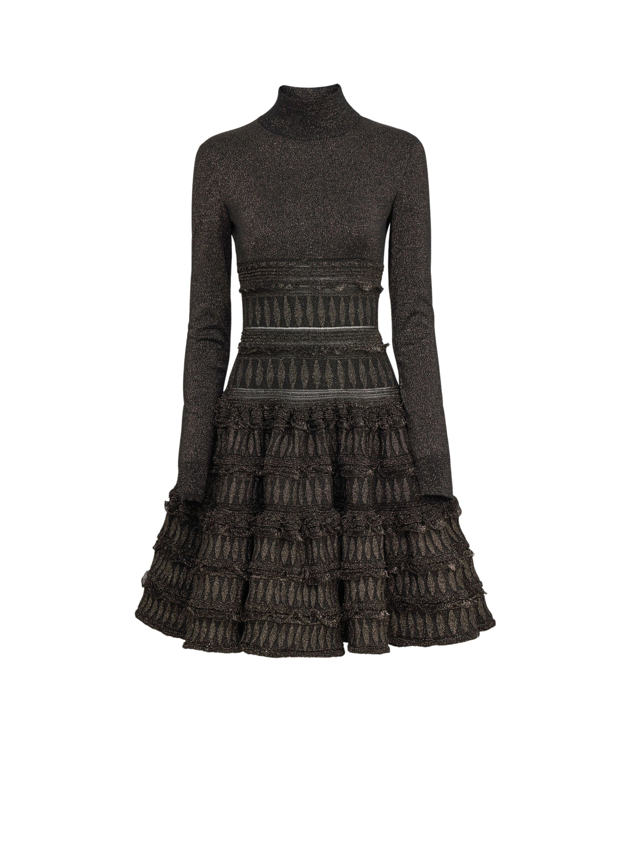 Fitted dress in wool - Black & Gold