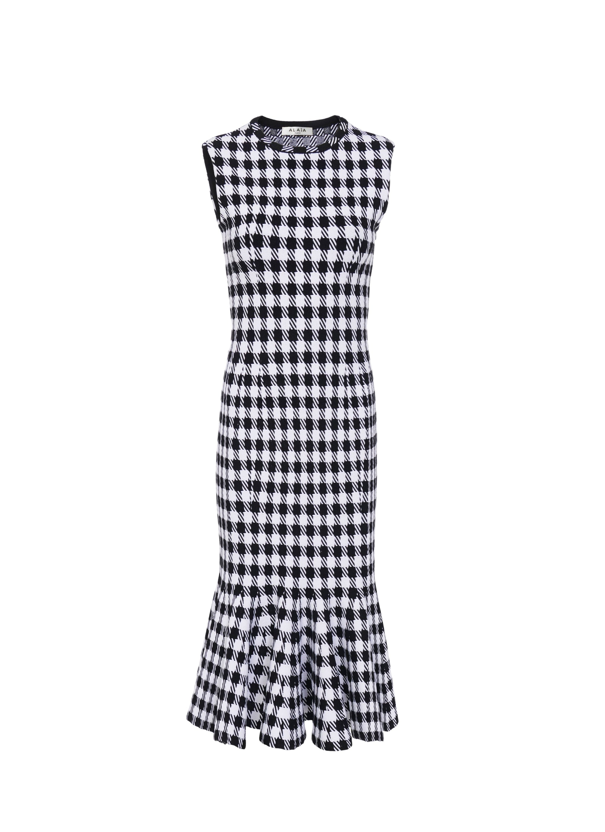 Checked Pencil Dress - Black & White