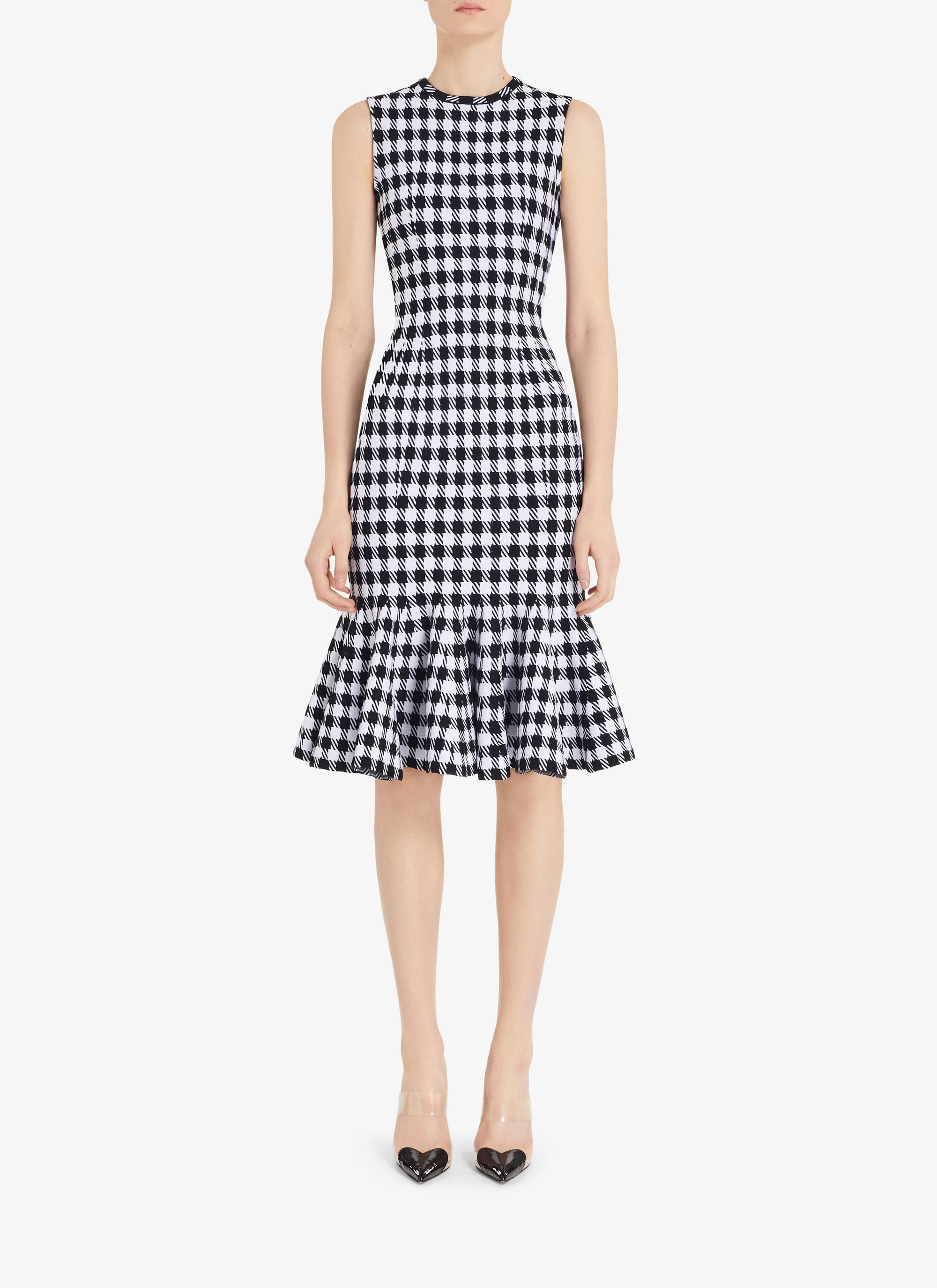 Checked Pencil Dress - Black & White