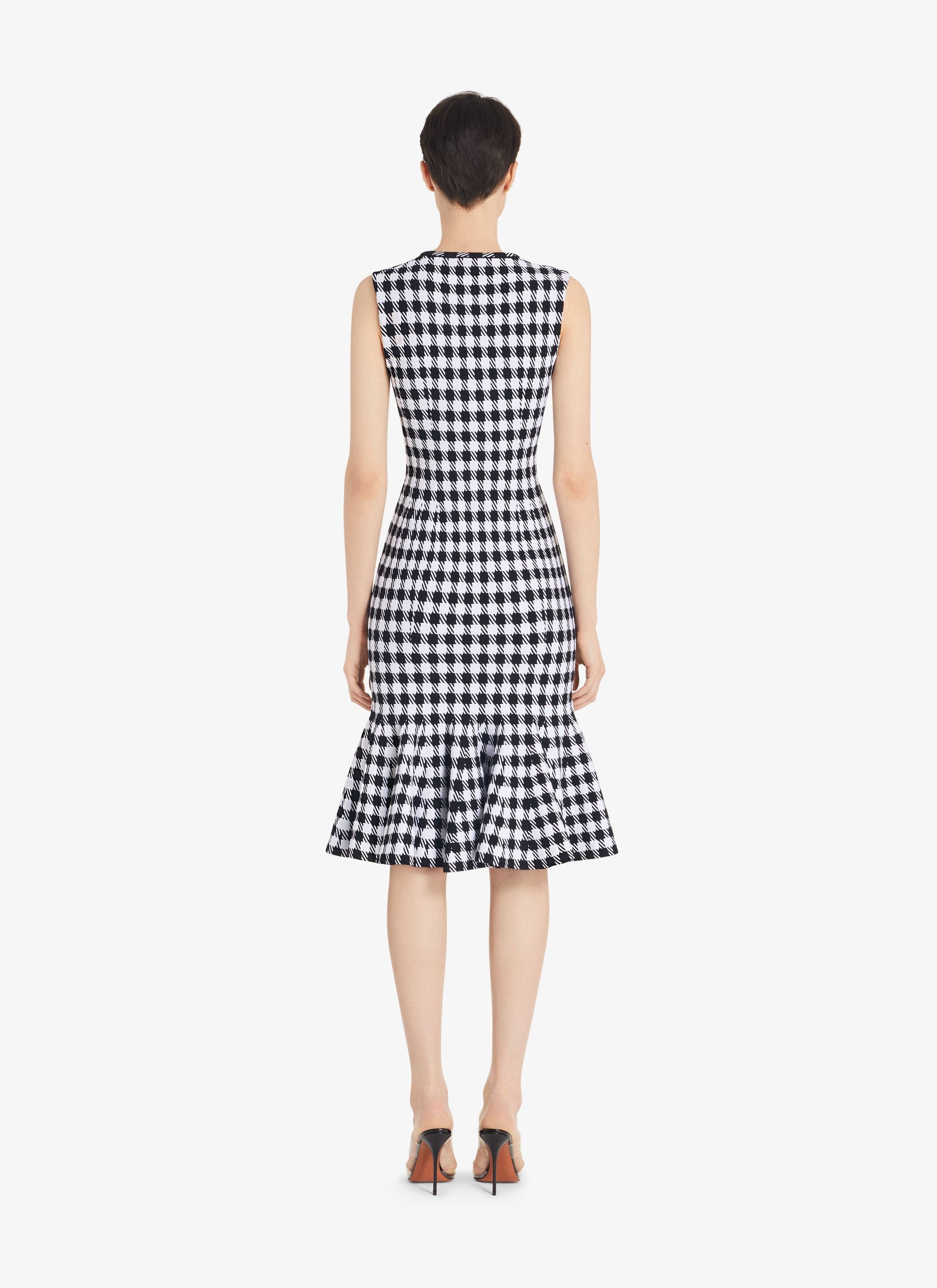 Checked Pencil Dress - Black & White