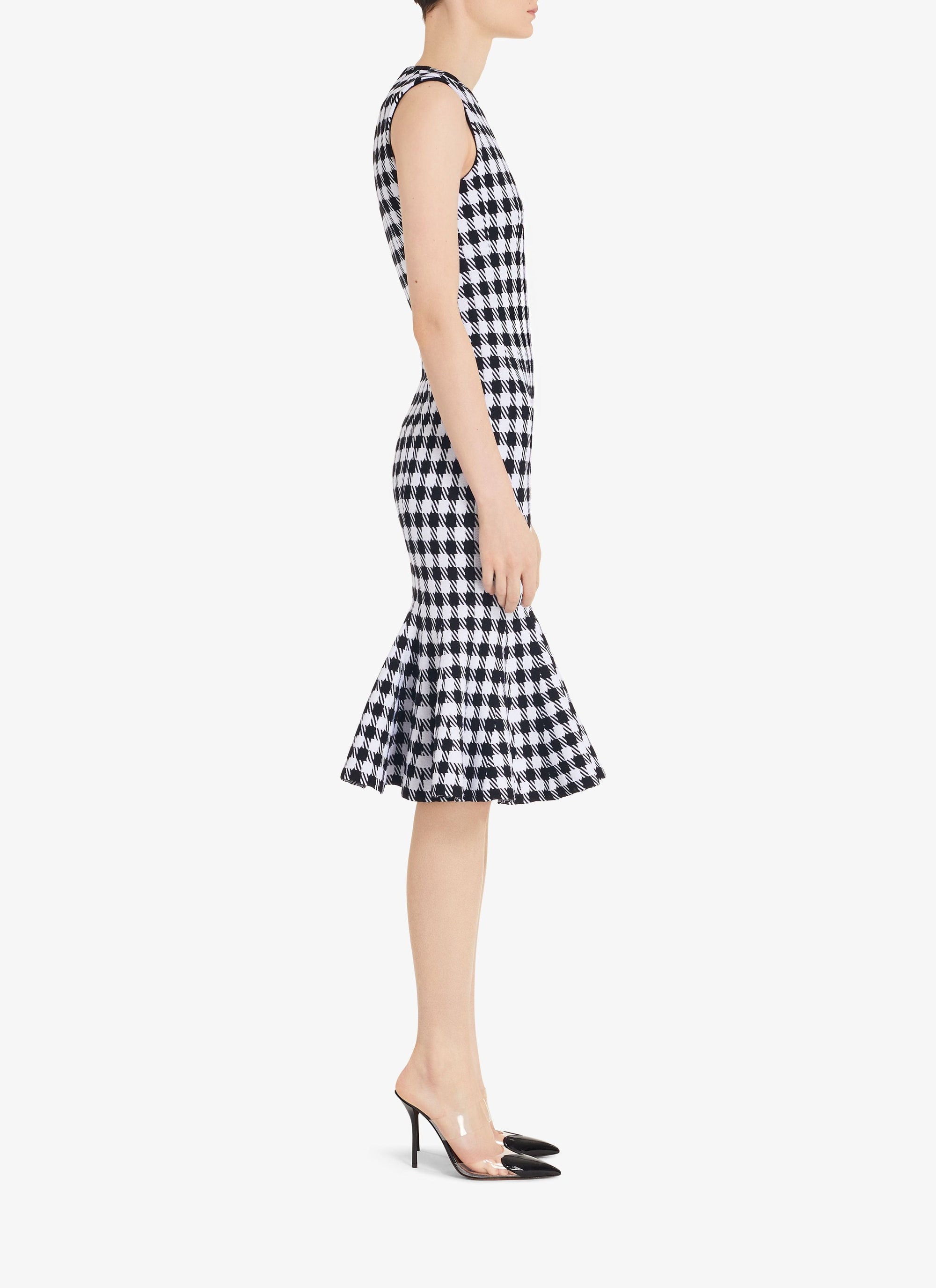 Checked Pencil Dress - Black & White