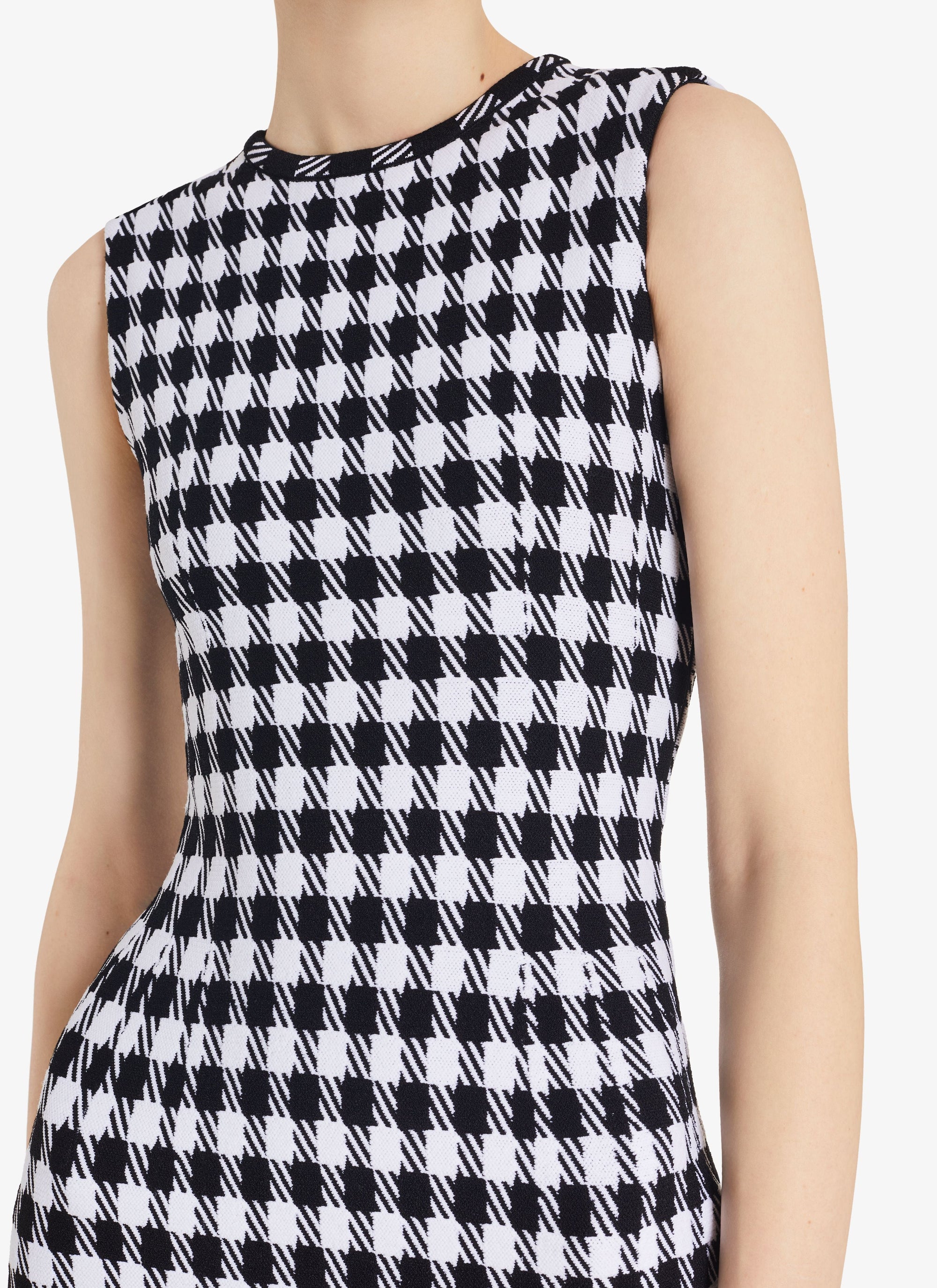 Checked Pencil Dress - Black & White