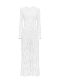 Robe longue sculptante en soie mélangée - Blanc