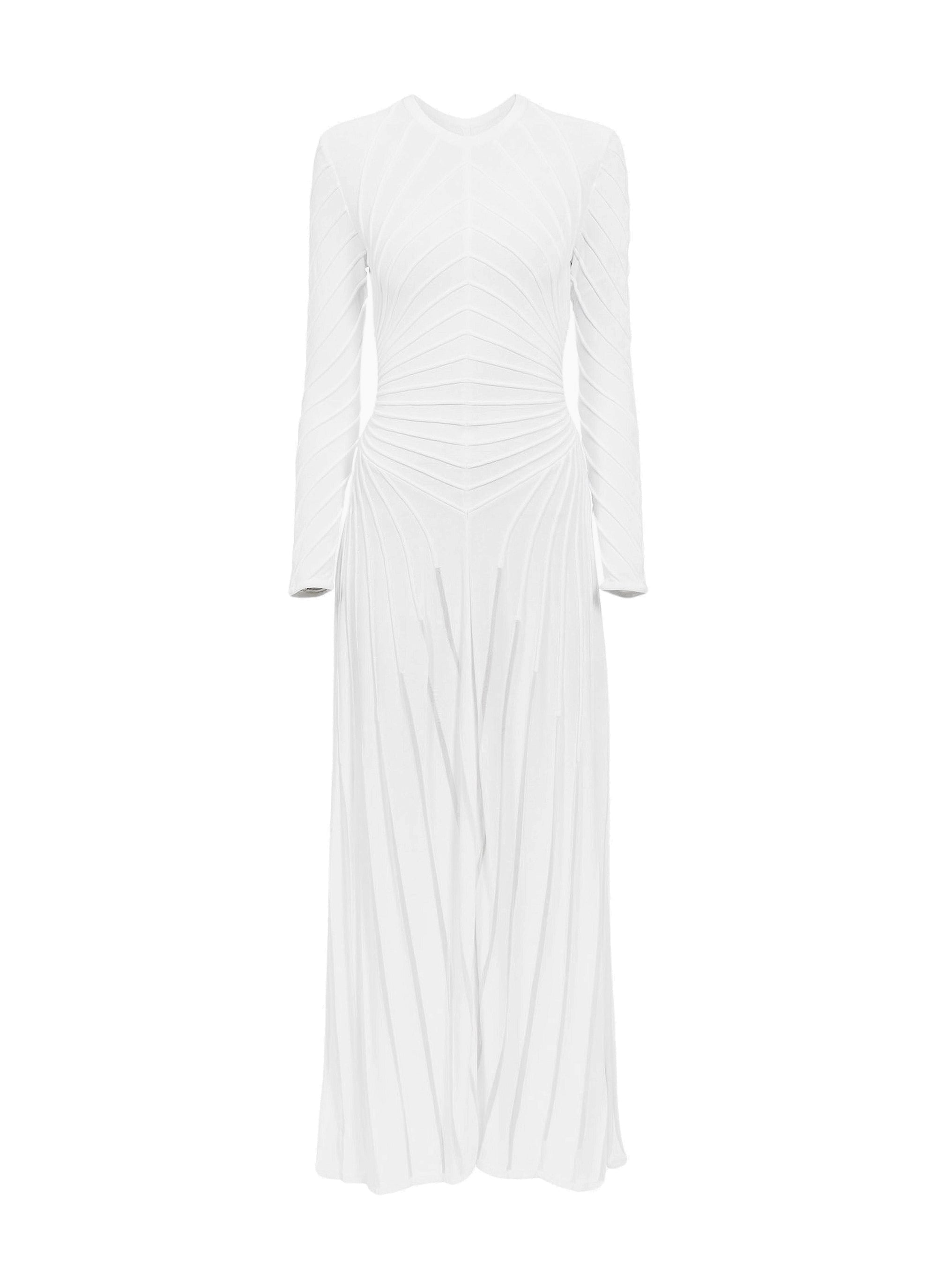 Robe longue sculptante en soie mélangée - Blanc