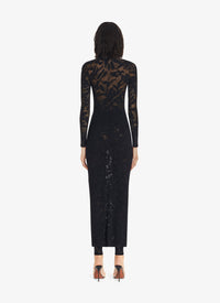 Robe longue en dentelle stretch - Noir Alaïa