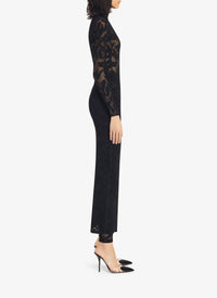 Robe longue en dentelle stretch - Orange foncé