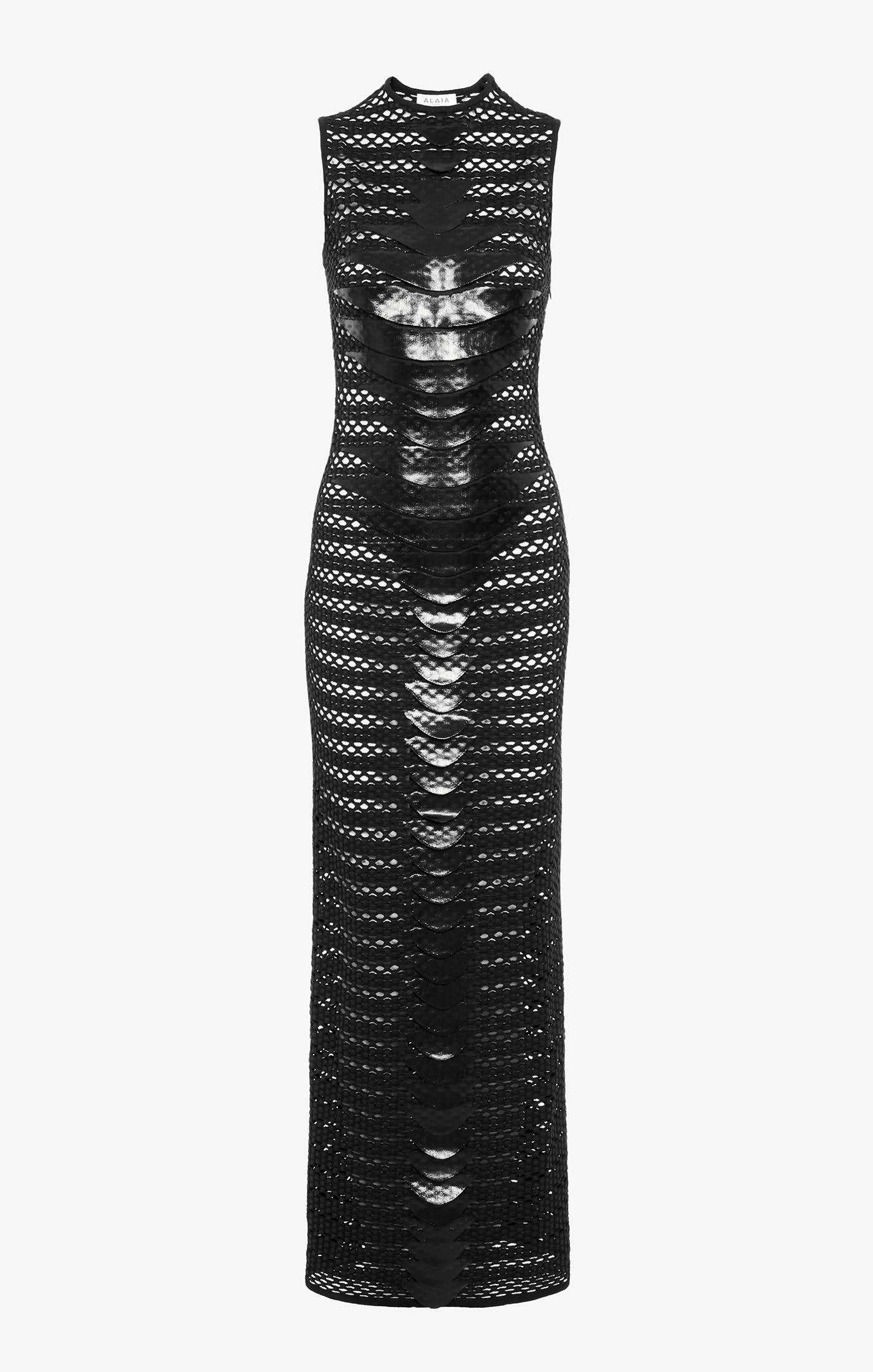 Knitted dress with scalloped edges - Black Alaïa