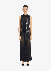 Knitted dress with scalloped edges - Black Alaïa