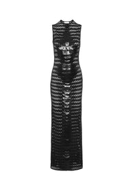 Knitted dress with scalloped edges - Black Alaïa