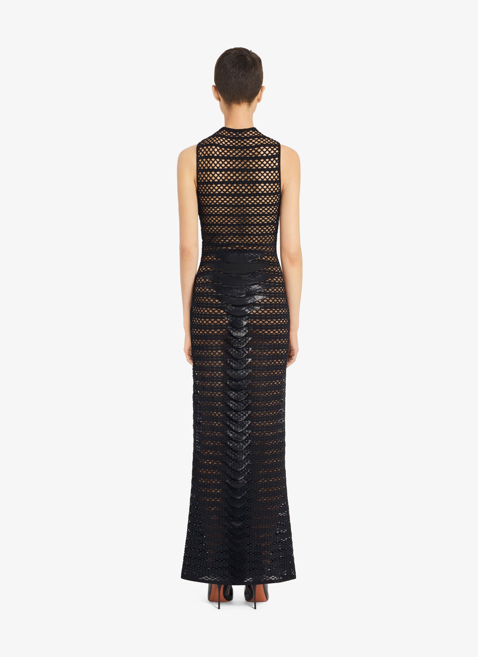 Knitted dress with scalloped edges - Black Alaïa