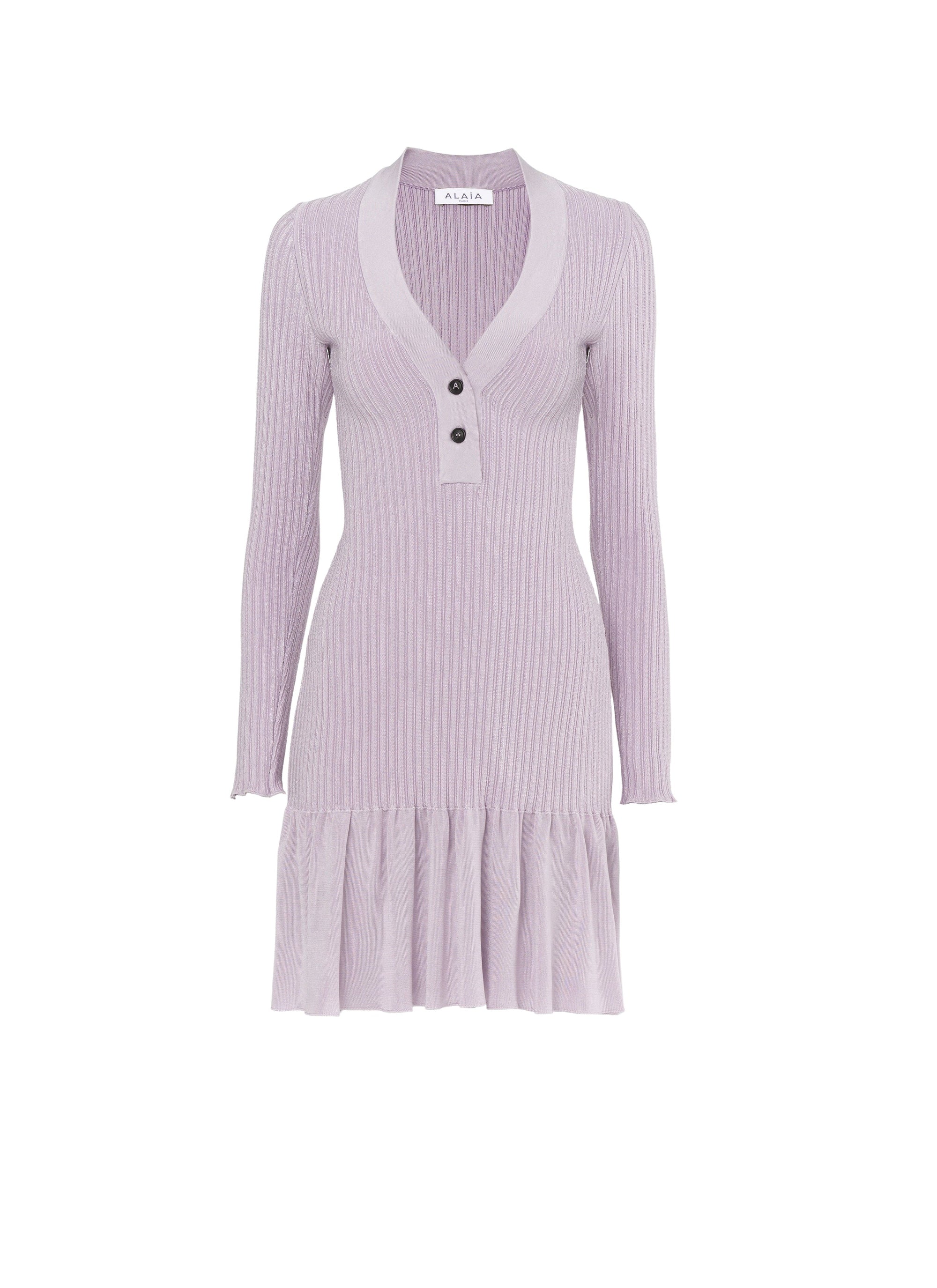 Robe courte côtelée brillante - Lilas