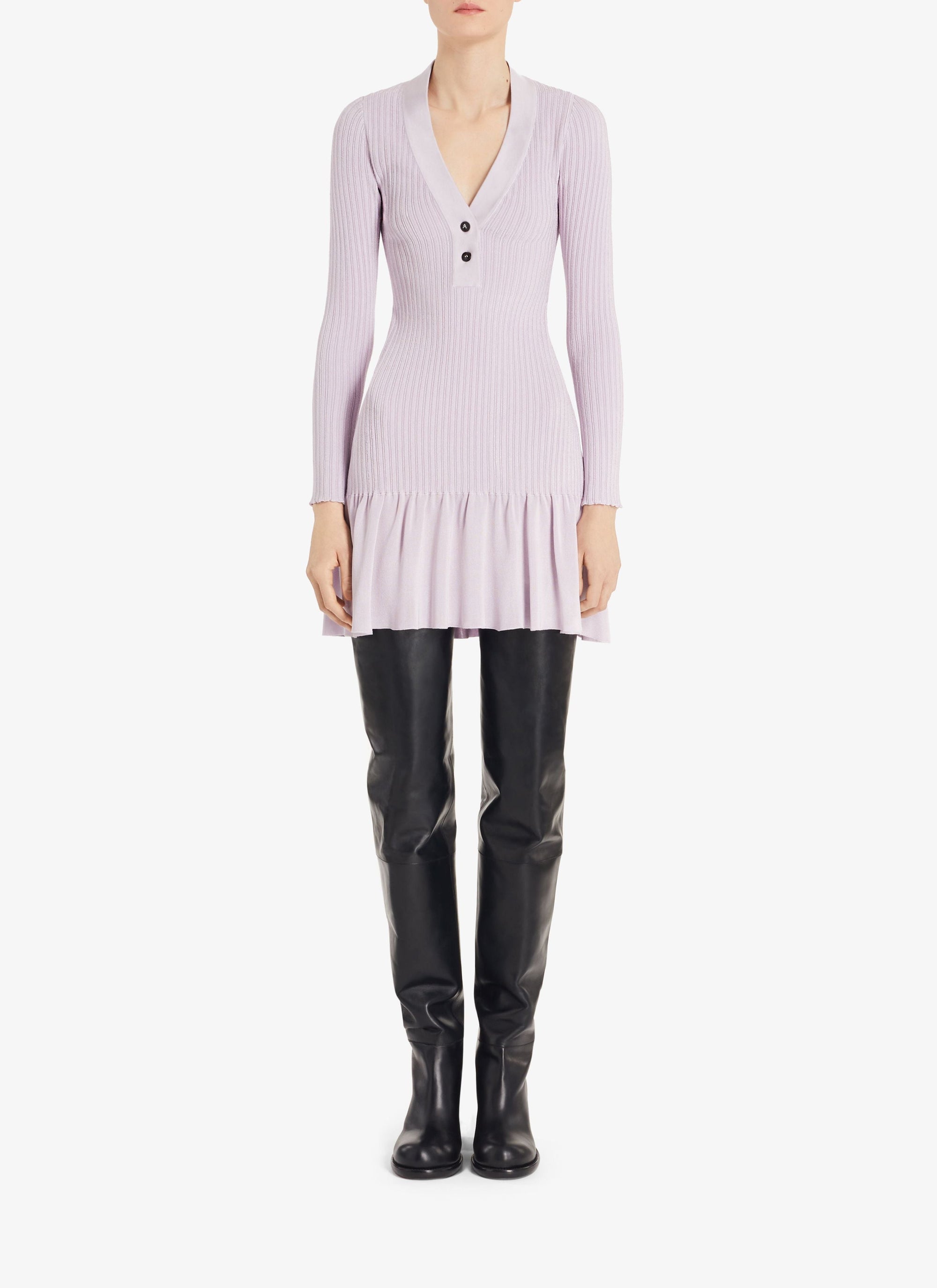 Robe courte côtelée brillante - Lilas