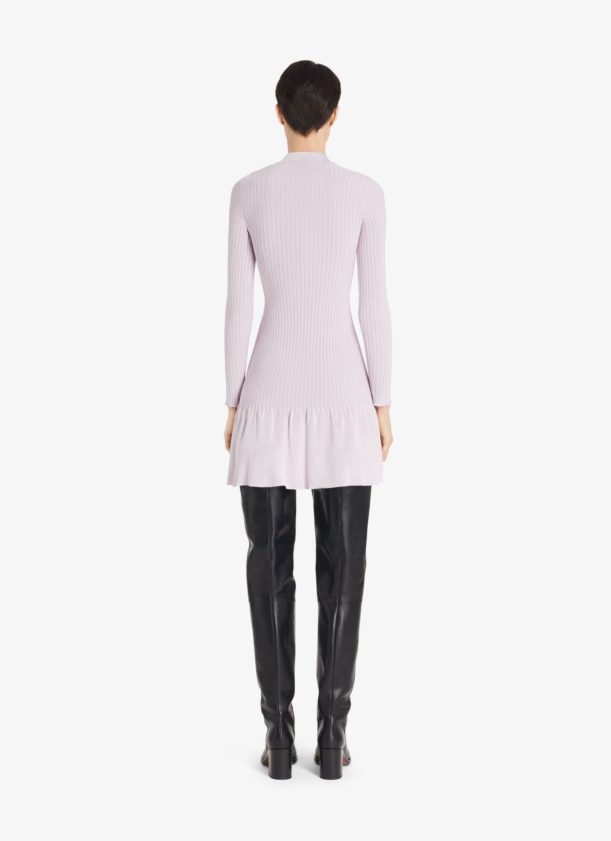 Robe courte côtelée brillante - Lilas