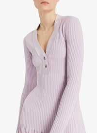 Robe courte côtelée brillante - Lilas