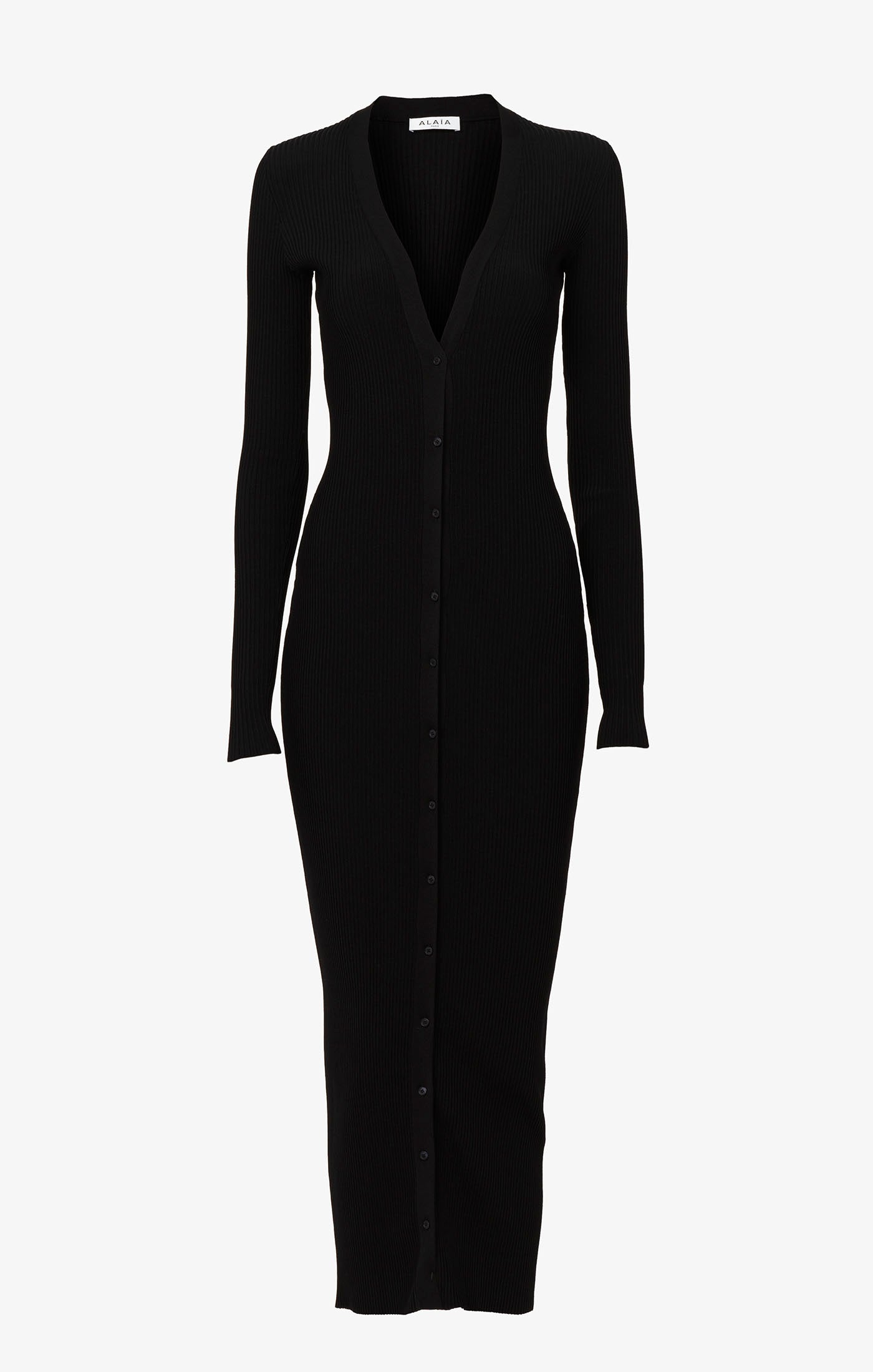 Chubby straight dress with buttons - Black Alaïa