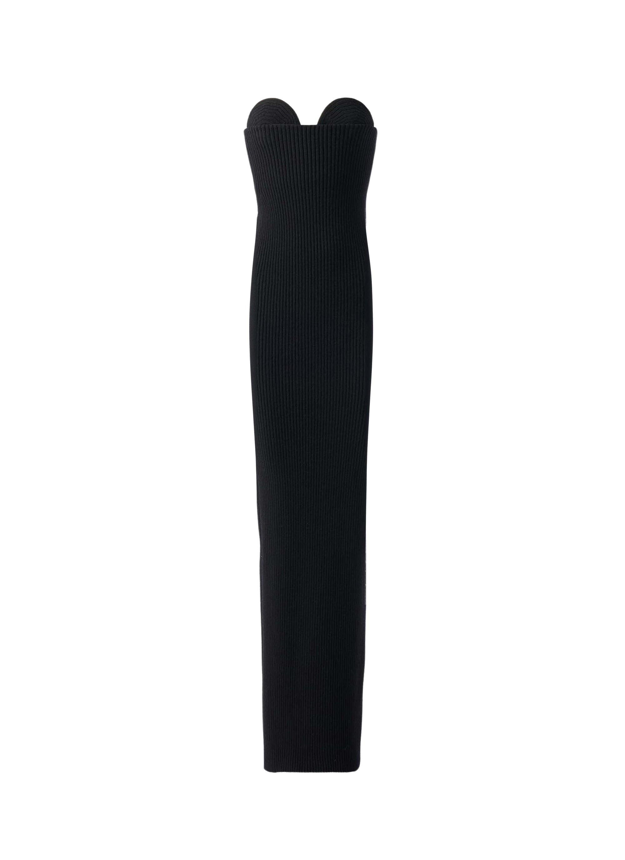 Ribbed long dress in wool and cashmere - Black Alaïa