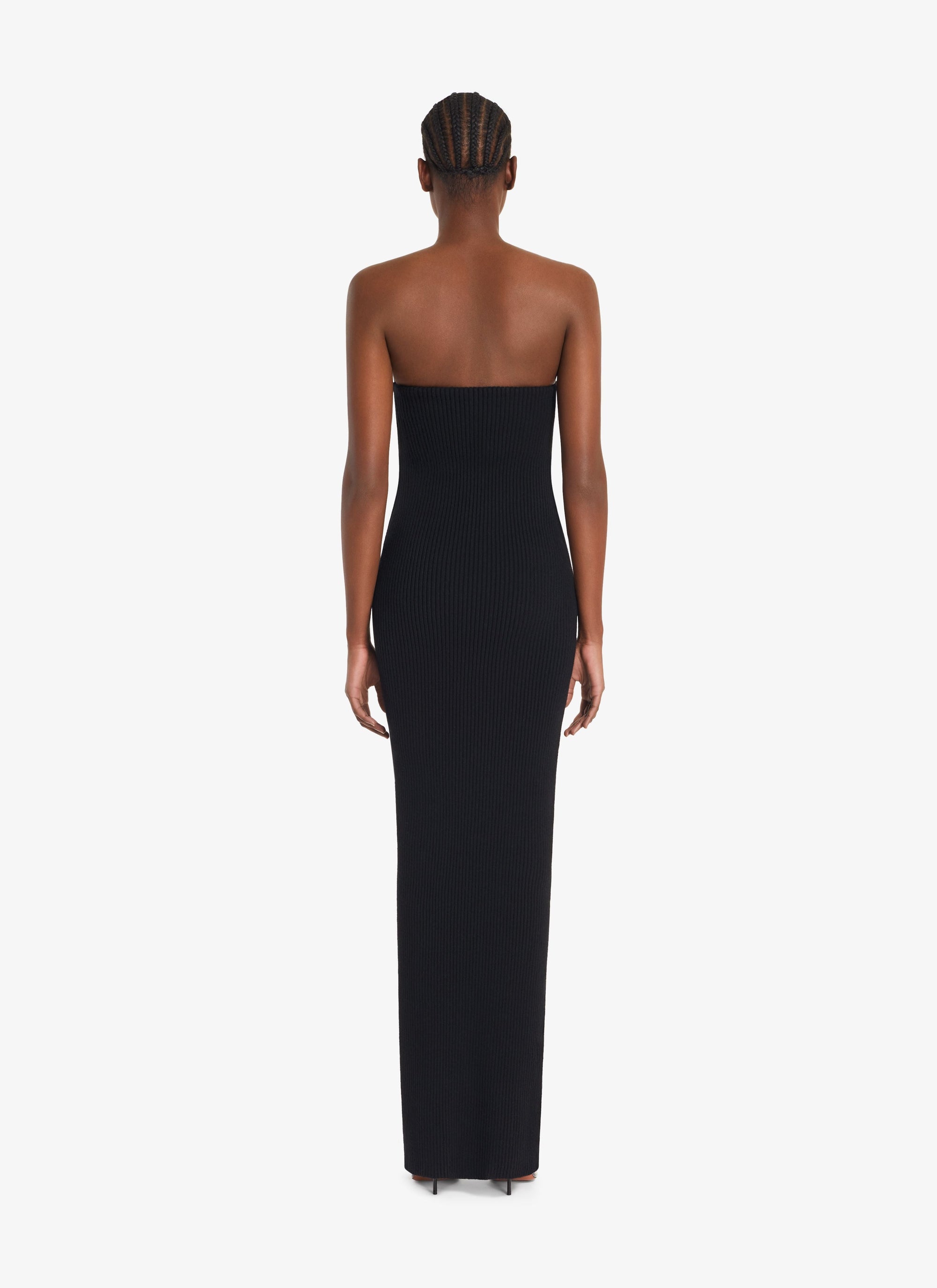 Ribbed long dress in wool and cashmere - Black Alaïa