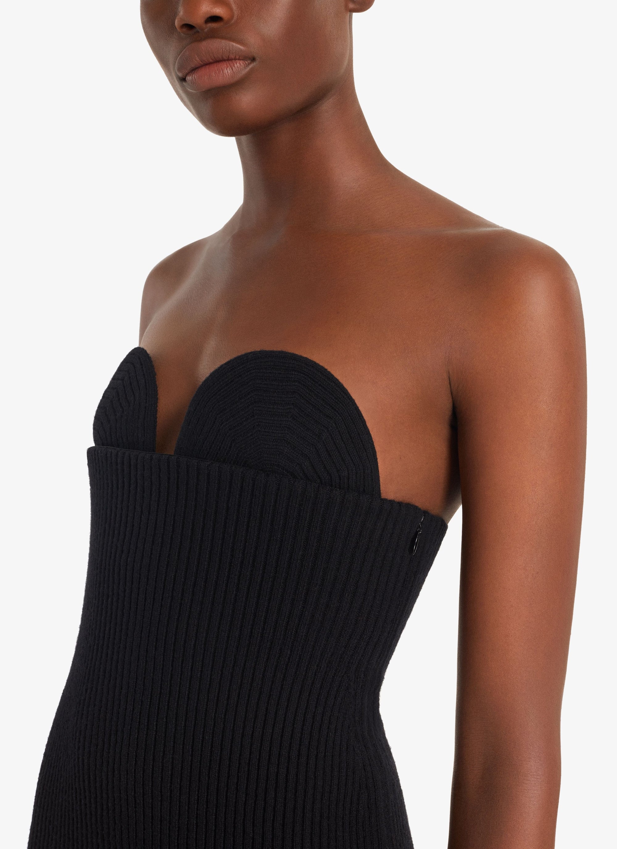 Ribbed long dress in wool and cashmere - Black Alaïa