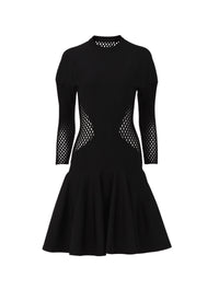 Robe évasée bi-matière - Noir Alaïa