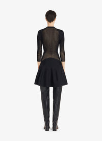 Robe évasée bi-matière - Noir Alaïa