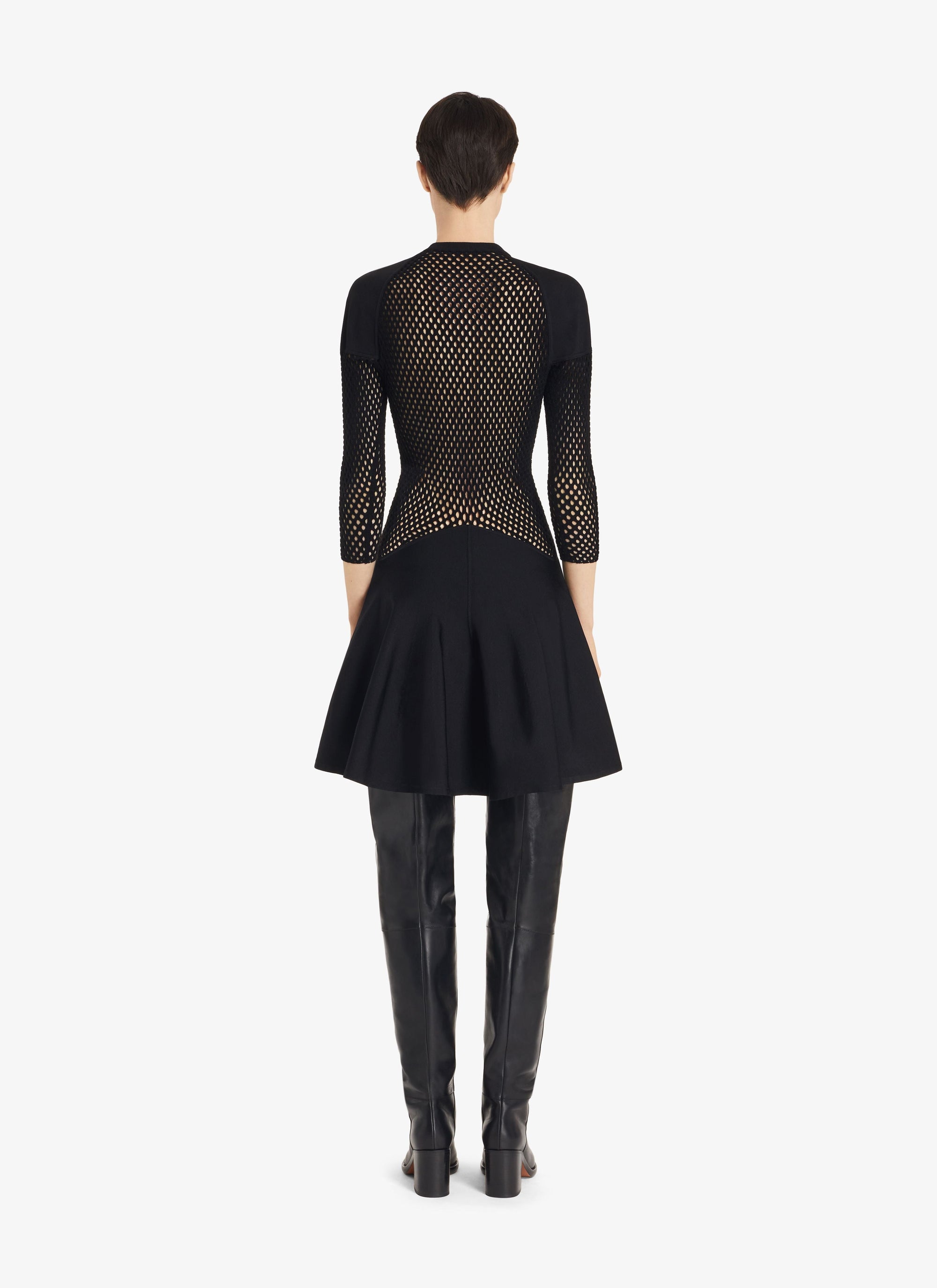 Robe évasée bi-matière - Noir Alaïa