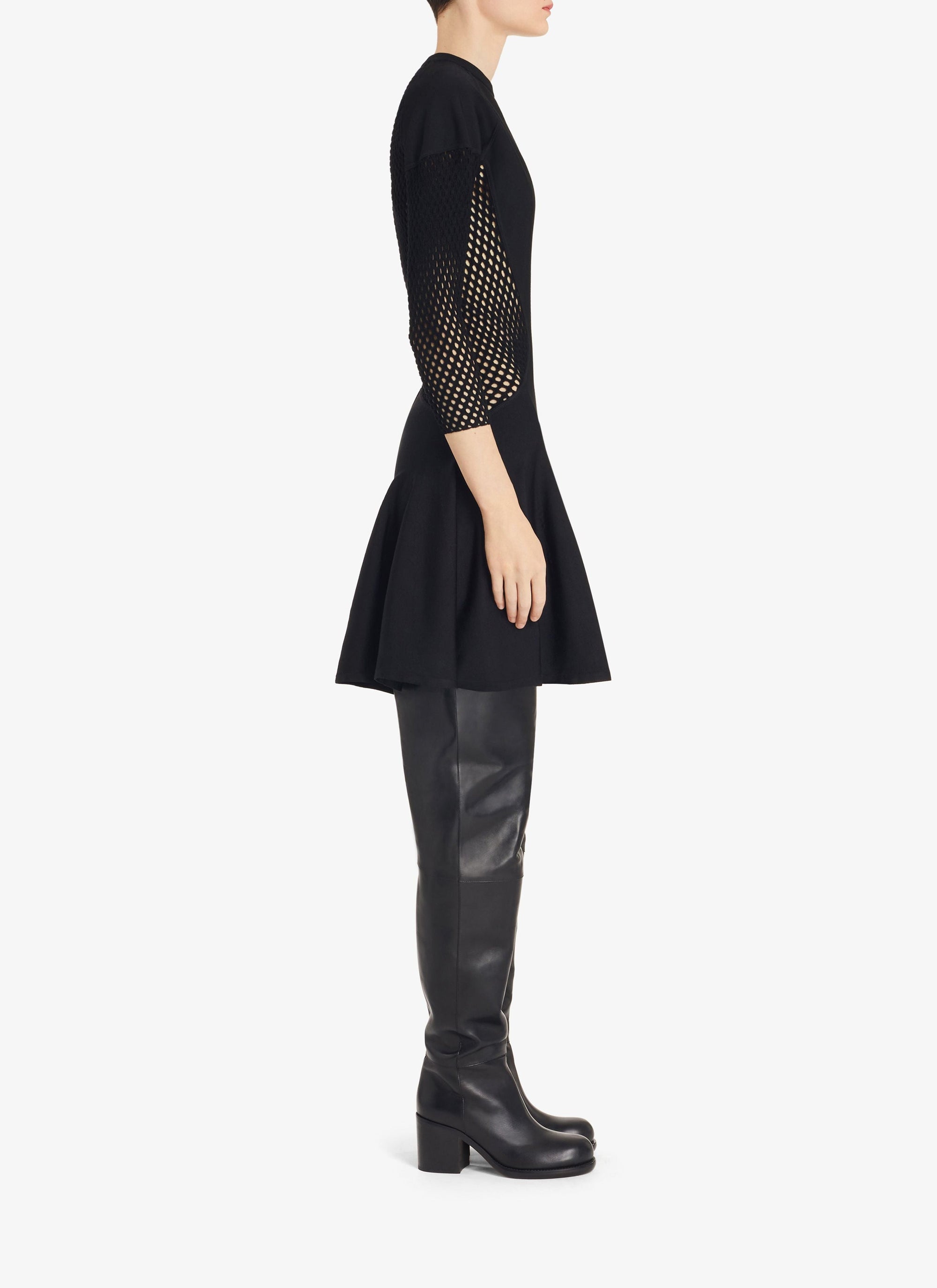 Robe évasée bi-matière - Noir Alaïa
