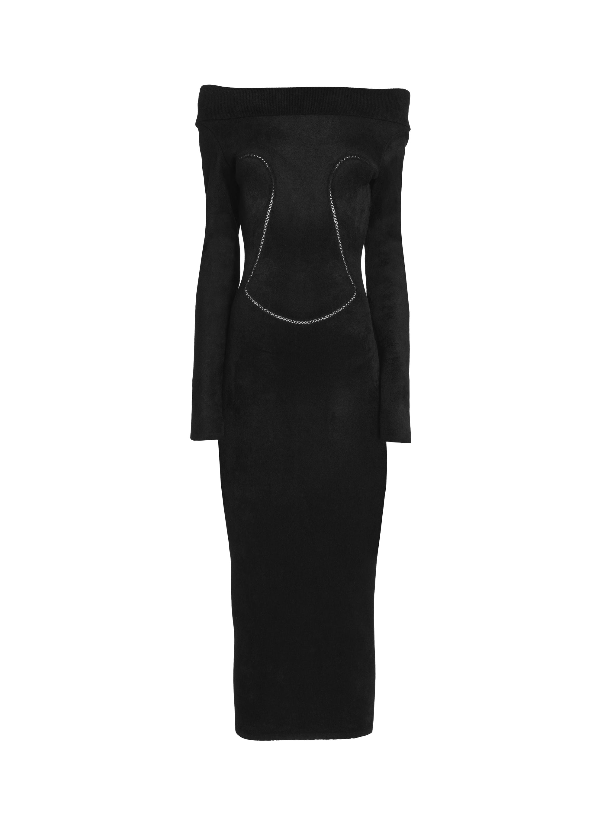Wool blend off shoulder dress - Black Alaïa